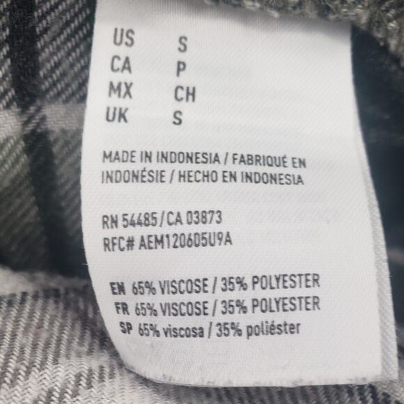 AMERICAN EAGLE Long Sleeve Plaid Button Down Top Womens Size Small S - Picture 4 of 4